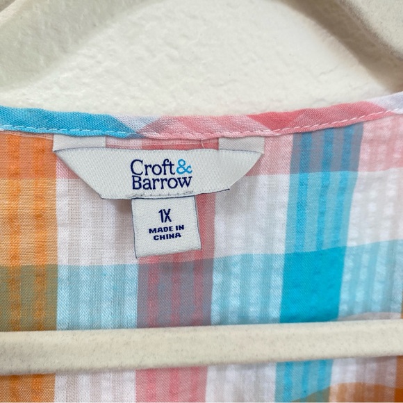 Croft & Barrow Multicolor Plaid Midi Dress 1X - Picture 5 of 8